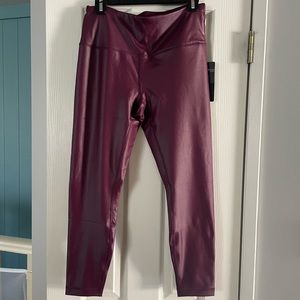 90 Degree Womens High Waist High Shine Faux Leather Disco Ankle Leggings